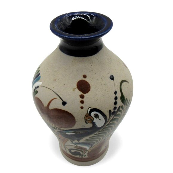 MEXICAN Ceramic Pottery VASE By MATEOS Mexico Bird Folk Art Hand Painted - Picture 6 of 10